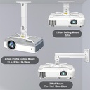 Soporte de Proyector O.E.M H300 - Para techo, Giro horizontal de 360°, extendible de 11.4-15.3 pulgadas, soporta 45lbs. H300
