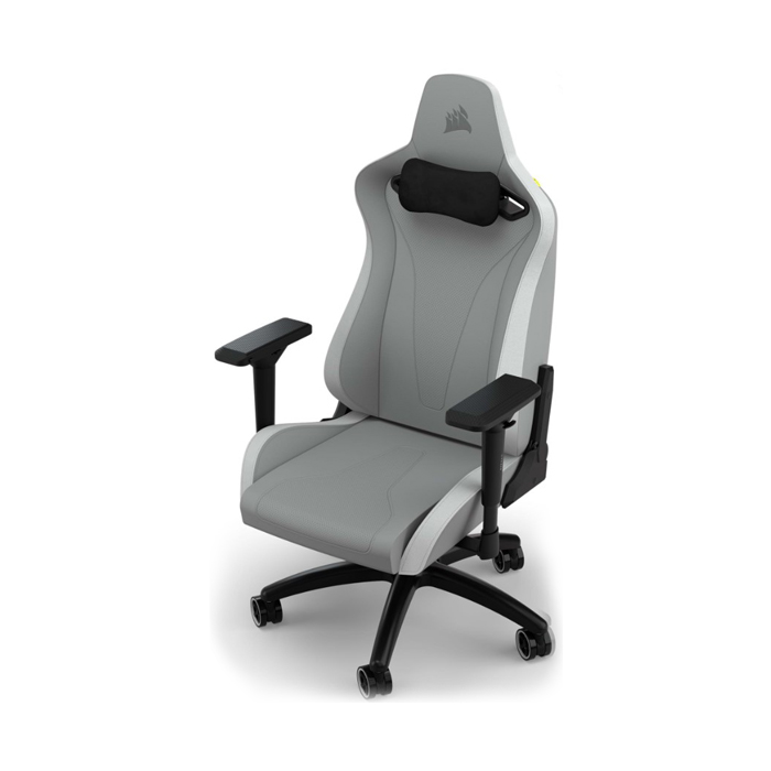 Silla Gamer Corsair TC-200, CF-9010045-W - Ajustable, material de cuerina, estructura de acero, apoyabrazos, color Gris / Blanco.