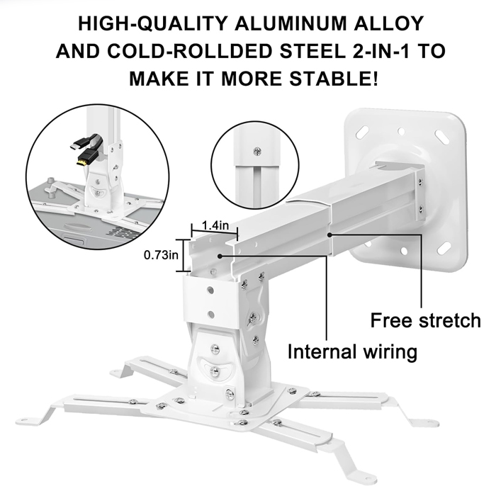 Soporte de Proyector O.E.M H600 - Para techo, Giro horizontal de 360°, extendible de 16-24 pulgadas, soporta 45lbs. H600
