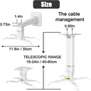 Soporte de Proyector O.E.M H600 - Para techo, Giro horizontal de 360°, extendible de 16-24 pulgadas, soporta 45lbs. H600