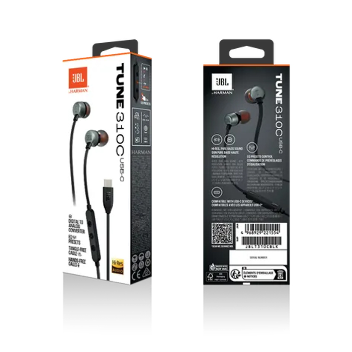 Audifono Jbl Tune 310c Alambrico Tipo C Jblt310cblkam Negro