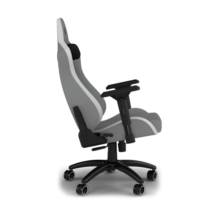 Silla Gamer Corsair TC-200, CF-9010048-W - Ajustable, tela suave y transpirable, estructura de acero, apoyabrazos, color Gris / Blanco.