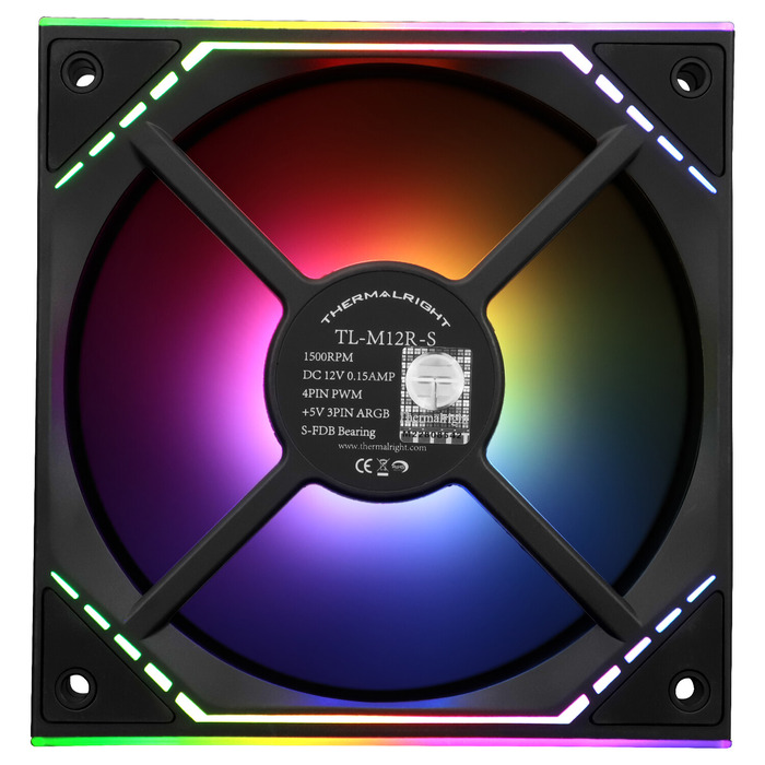 Abanico Thermalright TL-M12R-S ARGB - (Flujo Inverso) 120mm, PWM, 1500 RPM, 34.43 CFM, Negro.