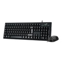 Teclado Genius RS2 KM-100SE - Combo de teclado y ratón óptico alambrico, 3 botones, 1200dpi, Teclado alámbrico,Tecla AI Copilot para activar el asistente Copilot(Windows 11)en español, color negro. 31340014401