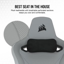 Silla Gamer Corsair TC-200, CF-9010045-W - Ajustable, material de cuerina, estructura de acero, apoyabrazos, color Gris / Blanco.