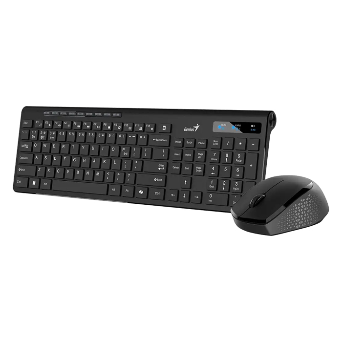 Teclado Genius Slimstar 8230 - Combo de teclado y ratón óptico Inalambrico Bluetooth + Receptor 2.4Ghz, ratón de 3 botones, 1200dpi, Teclado inalámbrico, Idioma en español, color negro. 31340015407