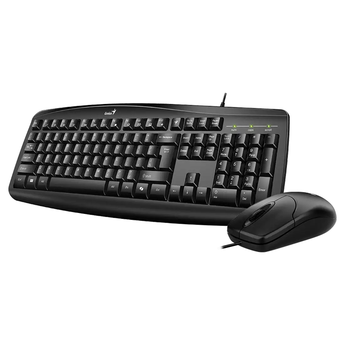 Teclado Genius Smart KM-200 - Combo de teclado ergonómico y ratón óptico, 3 botones, 1000dpi, usb, español, color negro. 31330003401