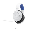Audifono JBL Quantum 100 Gaming con cable y micrófono desmontable, Tipo 3.5mm, Compatible con Playstation, Xbox, Nintendo Switch, Color Blanco con Azul. JBLQ100PWHTBLUAM