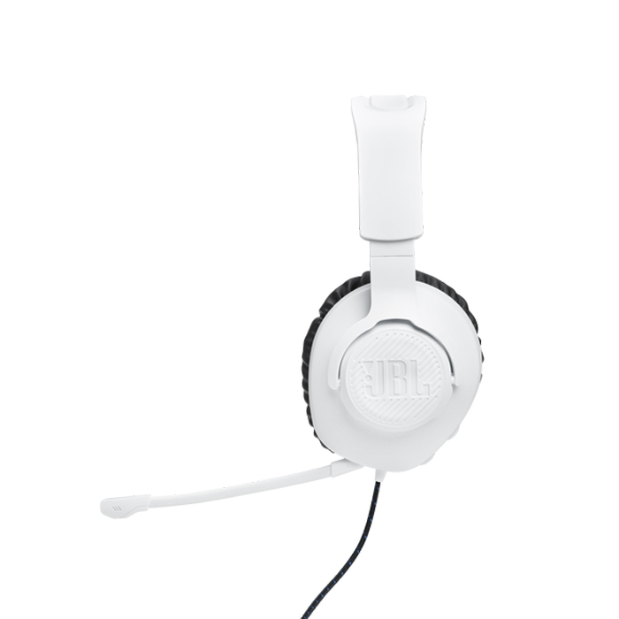 Audifono JBL Quantum 100 Gaming con cable y micrófono desmontable, Tipo 3.5mm, Compatible con Playstation, Xbox, Nintendo Switch, Color Blanco con Azul. JBLQ100PWHTBLUAM