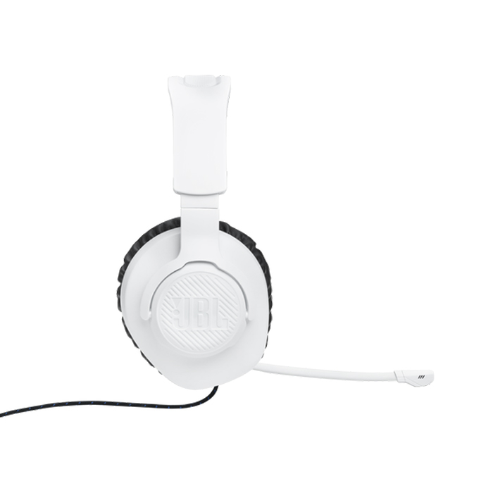 Audifono JBL Quantum 100 Gaming con cable y micrófono desmontable, Tipo 3.5mm, Compatible con Playstation, Xbox, Nintendo Switch, Color Blanco con Azul. JBLQ100PWHTBLUAM