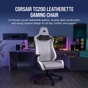Silla Gamer Corsair TC-200, CF-9010045-W - Ajustable, material de cuerina, estructura de acero, apoyabrazos, color Gris / Blanco.