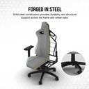 Silla Gamer Corsair TC-200, CF-9010045-W - Ajustable, material de cuerina, estructura de acero, apoyabrazos, color Gris / Blanco.