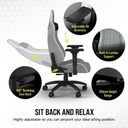 Silla Gamer Corsair TC-200, CF-9010045-W - Ajustable, material de cuerina, estructura de acero, apoyabrazos, color Gris / Blanco.