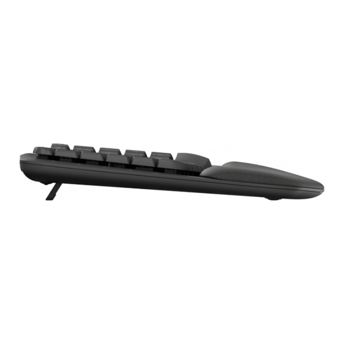 Teclado ergonómico inalámbrico con un reposamanos acolchado, para una escritura natural y agradable durante todo el día.
