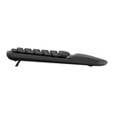 Teclado ergonómico inalámbrico con un reposamanos acolchado, para una escritura natural y agradable durante todo el día.