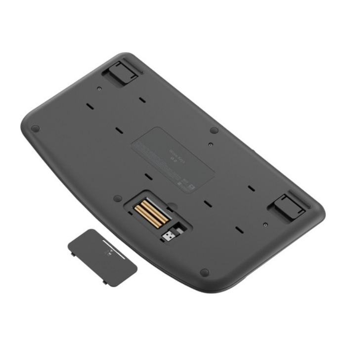 Teclado ergonómico inalámbrico con un reposamanos acolchado, para una escritura natural y agradable durante todo el día.