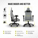 Silla Gamer Corsair TC-200, CF-9010045-W - Ajustable, material de cuerina, estructura de acero, apoyabrazos, color Gris / Blanco.