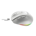 Mouse Genius Rs2 Ergo 9000s Pro - Inalambrico Con Receptor, RGB, Bluetooth 5.0 y 2.4GHz, DPI 800 a 2400, Blanco. 31030039400.