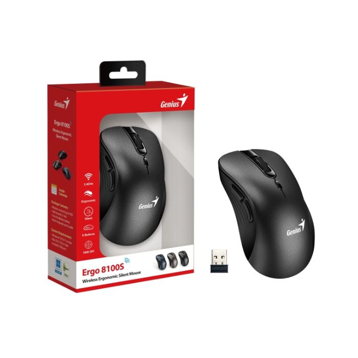 Mouse Genius Rs2 Ergo 8100s Inalambrico Con Receptor 31030040400 Negro