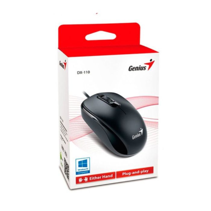 Mouse Genius Rs2 Dx-110 - Óptico Alámbrico, USB, 1000 DPI, Windows & Mac OS, Negro. 31010116100.