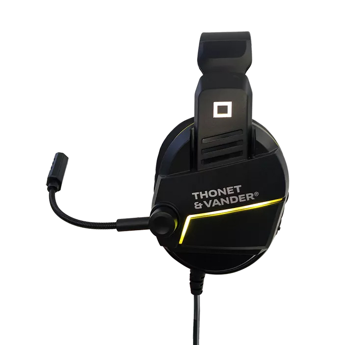 Auricular Thonet & Vander Gaming Vx70 - Audífono con micrófono, Alambrico 3.5mm, control de volumen, Encendido y Apagado, Color Negro/Amarillo. HK096-03563