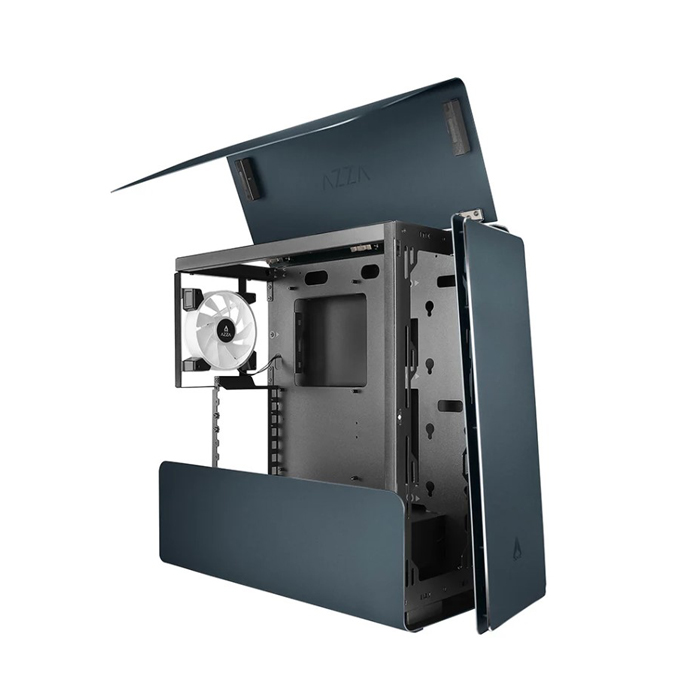 Caja Gaming ATX AZZA Cast 808 - Construcción en aluminio, conectores 2x USB 3.0 / 1x USB-C, HD Audio, 1x abanico de 120mm ARGB Posterior, color negro.