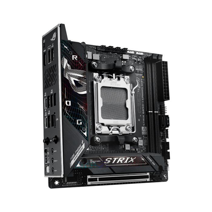 Tarjeta Madre AMD Asus ROG STRIX B850-I GAMING WIFI - AM5, AMD B850, 2x DDR5 8400Mhz(OC), 3x PCIe 5.0 x16, HDMI 2.1, 2x USB 2.0,  1x USB Tipo C, 4x Tipo A10Gbps, 1x M.2, 2 SATA 6Gb/s. ROG STRIX B850-I GAMING WIFI