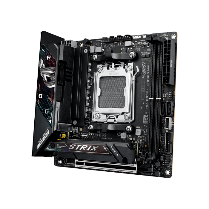 Tarjeta Madre AMD Asus ROG STRIX B850-I GAMING WIFI - AM5, AMD B850, 2x DDR5 8400Mhz(OC), 3x PCIe 5.0 x16, HDMI 2.1, 2x USB 2.0,  1x USB Tipo C, 4x Tipo A10Gbps, 1x M.2, 2 SATA 6Gb/s. ROG STRIX B850-I GAMING WIFI