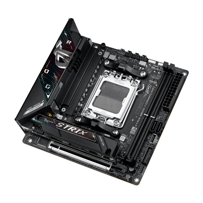 Tarjeta Madre AMD Asus ROG STRIX B850-I GAMING WIFI - AM5, AMD B850, 2x DDR5 8400Mhz(OC), 3x PCIe 5.0 x16, HDMI 2.1, 2x USB 2.0,  1x USB Tipo C, 4x Tipo A10Gbps, 1x M.2, 2 SATA 6Gb/s. ROG STRIX B850-I GAMING WIFI