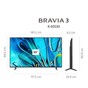 Televisor Smart TV 65" Sony, BRAVIA 3 | 4K HDR Processor X1™ | 4K Ultra HD | Alto rango dinámico (HDR), color negro. K-65S30