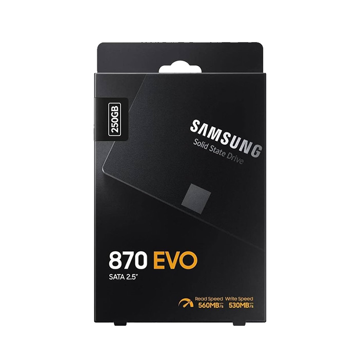 Unidad de Estado Sólido (SSD) Samsung 870 EVO - De 2.5", con capacidad de 250GB, V-NAND, 560MB/s de lectura, 530MB/s de escritura, SATA III 6Gb/s.