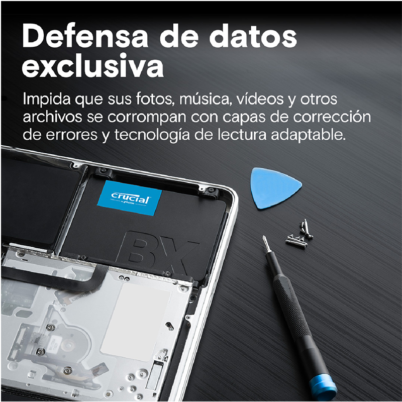 Unidad de Estado Sólido (SSD) Crucial BX500 - Capacidad de 500GB, 550MB/s de lectura, 500MB/s de escritura, SATA 6Gb/s 3D Nand, 7.0mm.