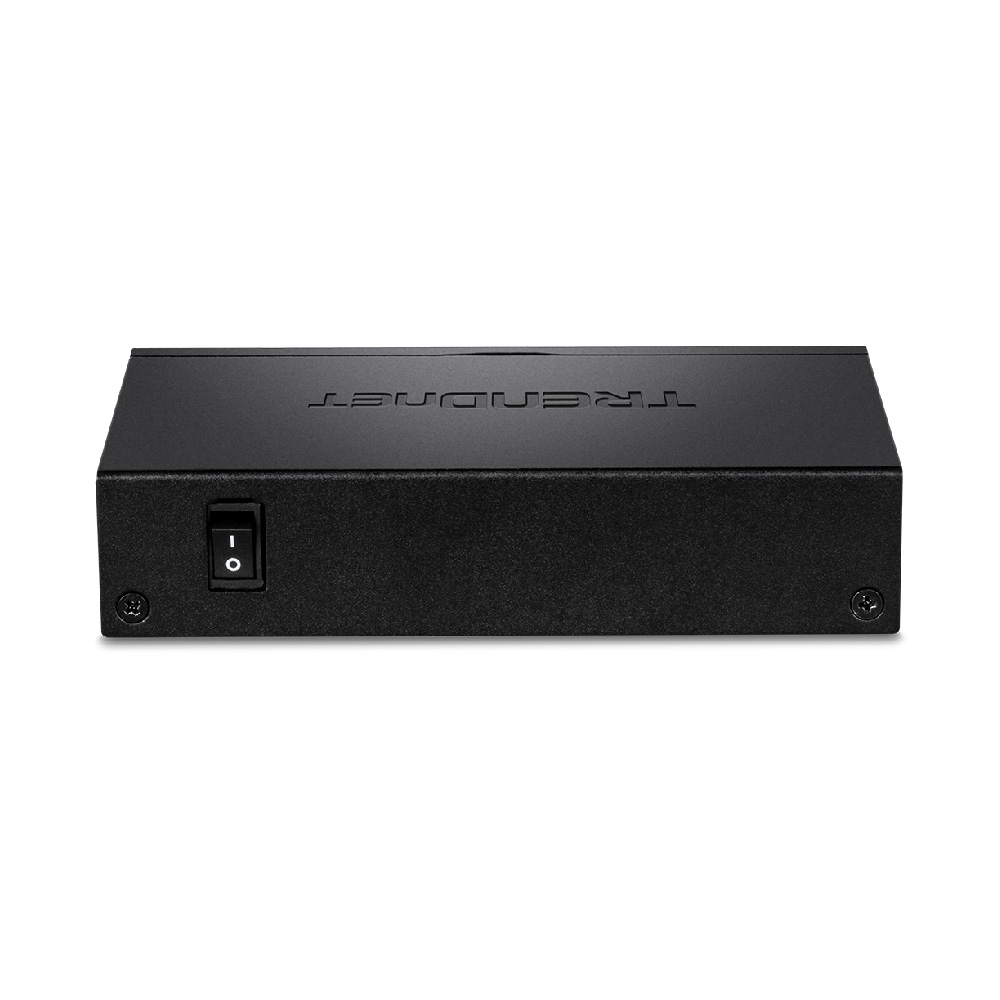 Conmutador (Switch) TRENDnet TPE-LG50 - Gigabit PoE+ largo alcance, 4x gigabit PoE+, 1x gigabit, PoE+ 200m, montaje en pared, color negro.