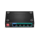 Conmutador (Switch) TRENDnet TPE-LG50 - Gigabit PoE+ largo alcance, 4x gigabit PoE+, 1x gigabit, PoE+ 200m, montaje en pared, color negro.