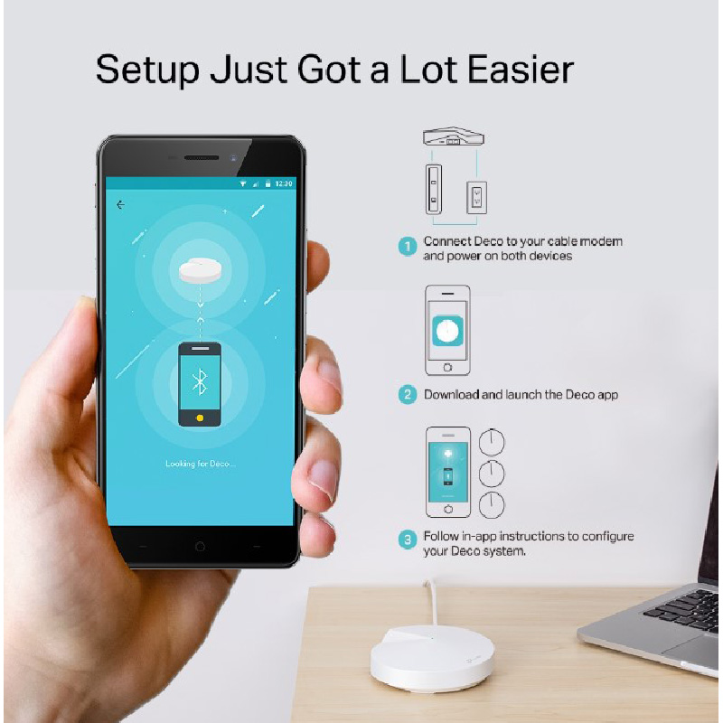 Enrutador Inalámbrico TP-Link Deco M5 - Para el hogar, 3 pack, banda dual 2.4GHz/5GHz, MU-MIMO, tecnología MESH.