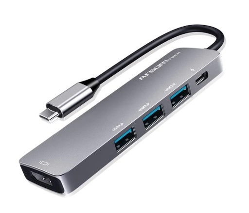 [CYA-ARG-022] Adaptador Argom - Puerto de salida tipo C - 5 en 1, HDMI 4K, puerto USB 3.0, puerto USB 2.0 y ranura PD ARG-UB-0185