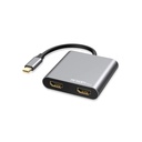 Adaptador Argom - Tipo-C a dos salidas HDMI 4K, Expansión o clonación de pantalla, Puerto USB3.0 y ranura de entrada PD Tipo-C, ARG-UB-0182