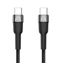 Cable Argom ARG-CB-0047BK Tipo-C a Tipo-C M/M - 6pies (1.8M), para celulares, tablet, laptops, transferencia hasta 480 Mbps, Nailon Trenzado
