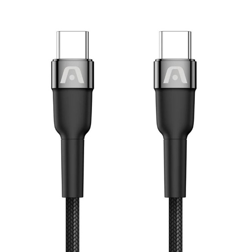 [CYA-ARG-024] Cable Argom ARG-CB-0047BK Tipo-C a Tipo-C M/M - 6pies (1.8M), para celulares, tablet, laptops, transferencia hasta 480 Mbps, Nailon Trenzado