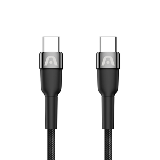 [CYA-ARG-025] Cable Argom ARG-CB-0049BK Tipo-C a Tipo-C M/M - 6pies (1.8M), para celulares, tablet, laptops, 100W, transferencia hasta 480 Mbps, Nailon Trenzado