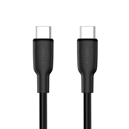 [CYA-ARG-023] Cable Argom ARG-CB-0070BK Tipo-C a Tipo-C M/M - 6pies (1.8M), para celulares, tablet, laptops, transferencia hasta 480 Mbps, Silicona