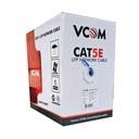 Caja de cable estructurado VCOM NC514-305 - 1,000 pies Cat5e UTP, caja de cable de red, cobre, 4 pares, sólido, CM, colro azul. NC514-L-305