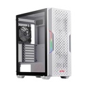 Caja ATX Gaming XPG Starker Air - Ventana lateral, conectores 2x USB 3.0, 1x puerto de audio/micrófono, 1x abanico 120mm frontal, 1x abanico ARGB 120mm posterior,color blanco. STARKERAIR-WHCWW