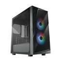 Caja Cooler Master CMP320 - Para Micro ATX, Mini ITX, conectores 2x USB 1 X 3.2, 1 x 2.0, Vidrio templado, 2x Abanicos CF120 ARGB, Color Negro, CP320-KGNN-S00