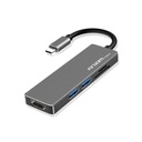 Hub Argom ARG-UB-0183, USB Tipo C macho para computadora o movil, 5 en 1, 2 X USB 3.0 hembra, 1 X HDMI, 1 X MicroSD, 1 X SD, color gris.