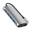 Hub VCOM CU463 - USB 3.0 Tipo C macho a USB 3.0, HDMI, RJ45, SD2, TF, PD, color gris.