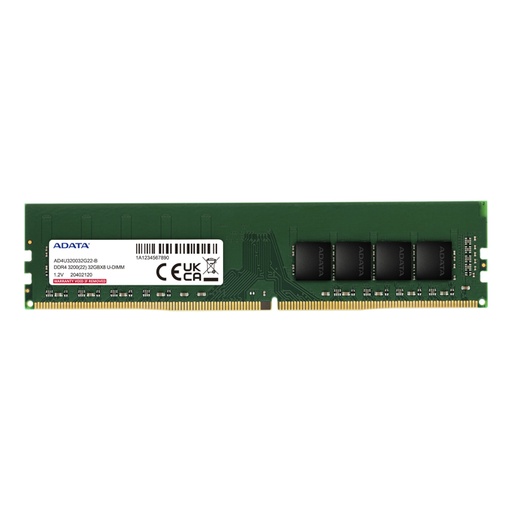 [D40-ADA-044] Memoria Ram DIMM ADATA Premier - Capacidad de 8GB DDR4 U-DIMM, PC4-25600 (3200Mhz), Non-ECC, 288 pines, CL22, 1.2V. AD4U32008G22-SGN
