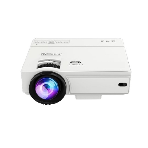 [PRY-GER-021] Mini Proyector Multimedia LED - De 9500 lumens, resolución 1920x1080, vida útil 55000hrs, 2000:1, control remoto, conexión vga/hdmi/tf/usb/av, color blanco. M8-F