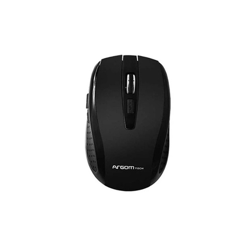 [RAT-ARG-010] Ratón Óptico Inalámbrico Argom - Ergonómico, 2.4 Ghz, 800/1600 DPI, 6 botones, 2 pilas AAA, Negro. ARG-MS-0032B
