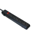 Regleta Argom ARG-AC-0252BK - 6 Tomacorrientes, 110-220V, 3 pies 15 AWG, switch, 1800W, Negra